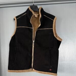 Woolrich Black Fleece Lined Front Zip Women's Vest sz XL